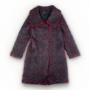 Rinascimento Italian Couture Wool Black Magma red 3D Design Coat Women Read